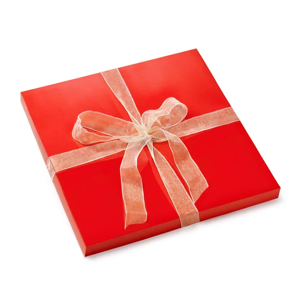 Caja de regalo plana en color rojo — Foto de Stock