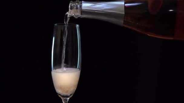 Pink Champagne flowing into — Stock Video