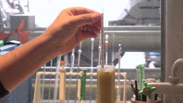 Messung des Alkohols mit einem Emulliometer — Stockvideo