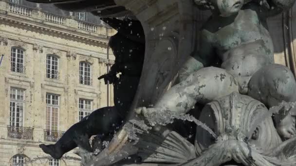 The Fountain of the Three Graces in Bordeaux — Stock Video