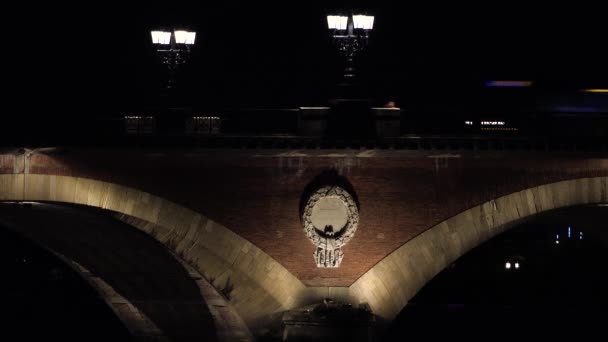 Ponte Vecchio di Bordeaux di notte — Video Stock