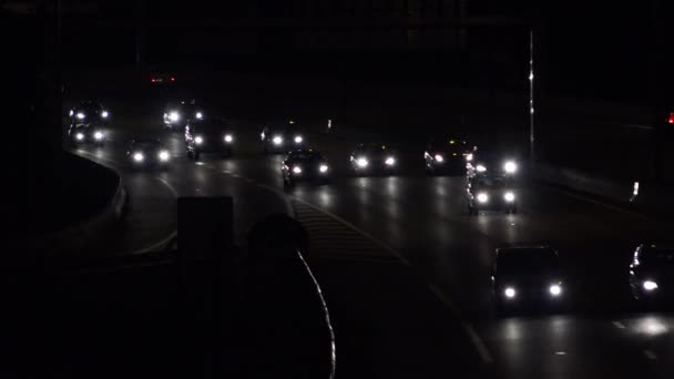 Night traffic on the ring road of Bordeaux — Stock Video