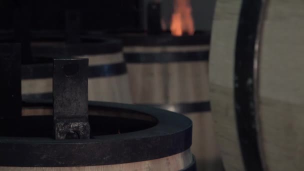Productie van wijn vaten — Stockvideo