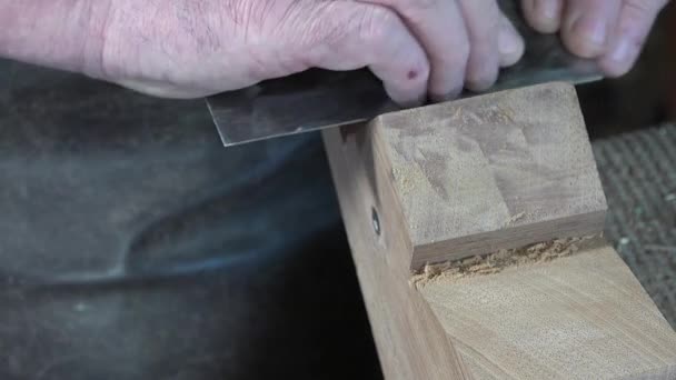 Timmerman werken in zijn atelier — Stockvideo