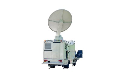 Uydu anteni üzerinde beyaz arka plan üzerinde hareket eden Dsng.