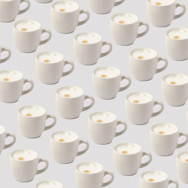 cup of coffee pattern on  a white background.refreshing concept aesthetic idea
