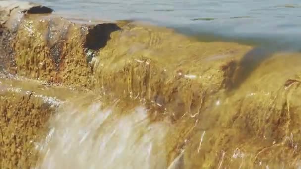 Gros Plan Sur Une Chute Eau Dans Lac Cristallin Tlaxcala — Video