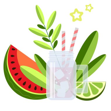 Karpuz ve buzlu limon kokteyli.