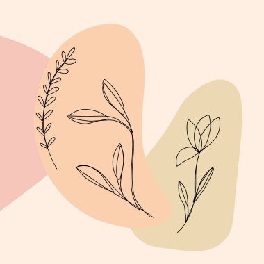 Bir satır botanik arkaplan çizen suluboya, yaprak bitkisi tasarımı, soyut duvar kağıdı