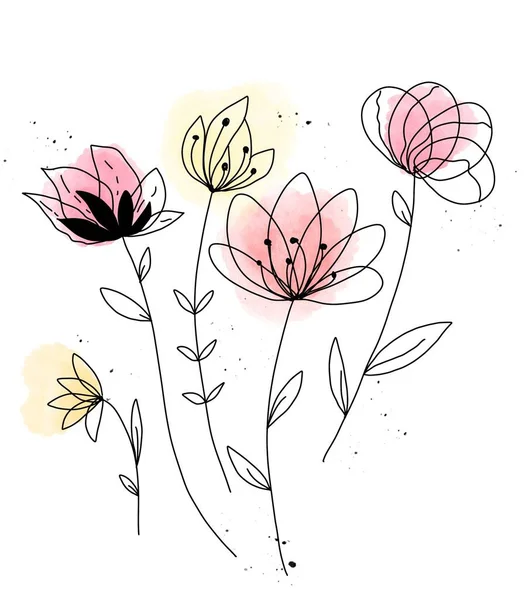 Suluboya Renkli Soyut Çiçek Desenli Arka Plan Duvar Kağıdı — Stok fotoğraf