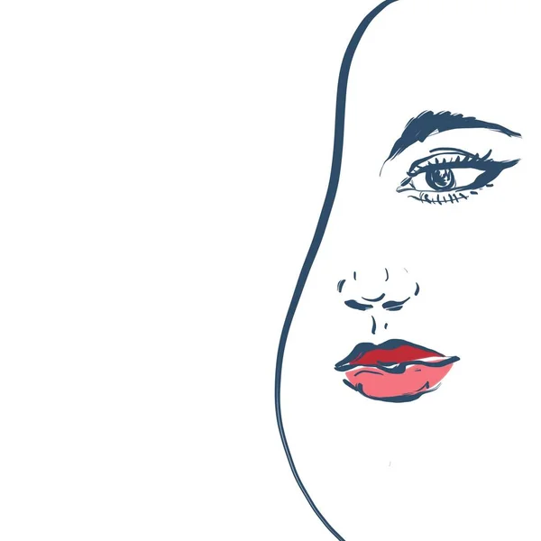Ilustración Facial Mujer Minimalismo Retrato Femenino — Foto de Stock