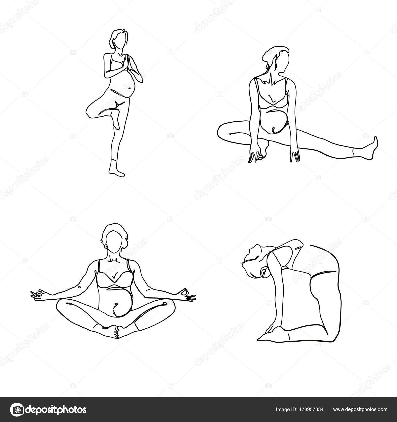 Sketch of a woman in a dynamic yoga pose on Craiyon