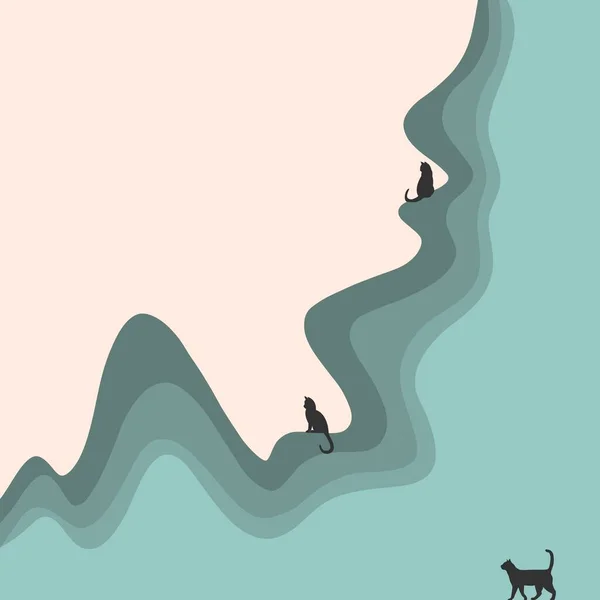 Ilustrasi Abstrak Berwarna Dengan Kucing Untuk Latar Belakang Atau Wallpaper — Stok Foto
