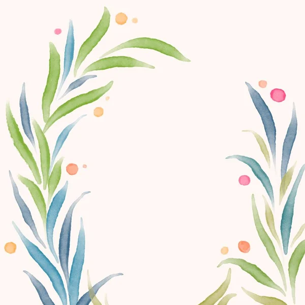 Akwarela Ręcznie Rysowane Kolorowe Rośliny Abstrakcyjne Tło Naturalna Tapeta — Zdjęcie stockowe