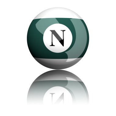 Alfabe harf N küre 3d render