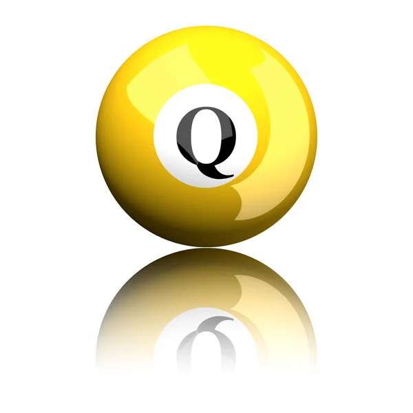 Letra alfabeto Q Esfera 3D Renderização — Fotografia de Stock