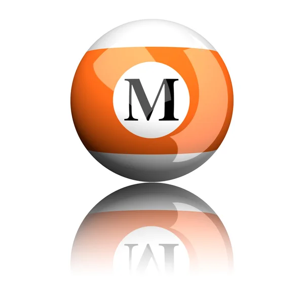 Alphabet Letter M Sphere 3D Rendering — Stock Photo, Image