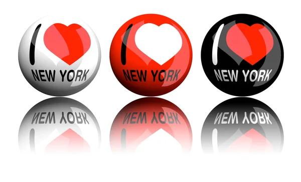 私はニューヨークを愛する球の 3 d レンダリング — ストック写真