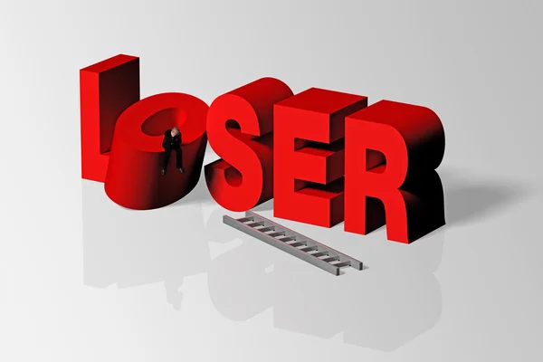Concepto de perdedor ilustrado por palabra y persona perdedora, representación 3D — Foto de Stock