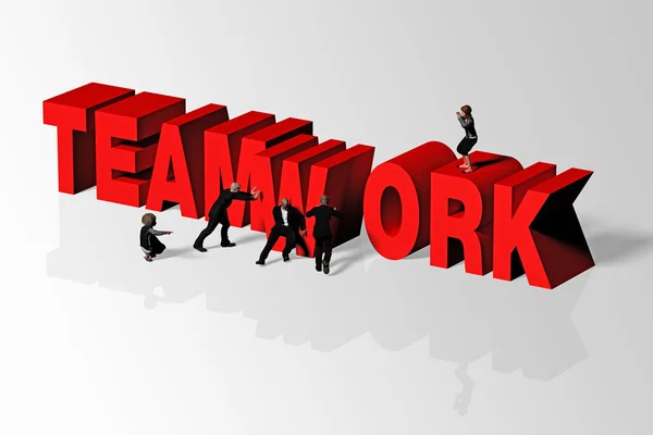 Teamwork Concept Illustrated by Teamwork Word and Group of People, 3D Rendering — Stock Photo, Image
