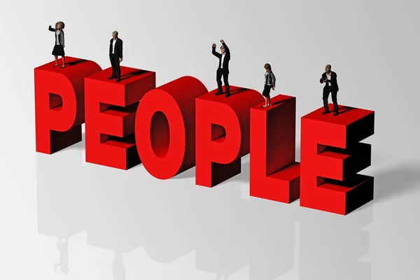 People Concept แสดงโดย People Word และ Group of People, 3D Rendering — ภาพถ่ายสต็อก