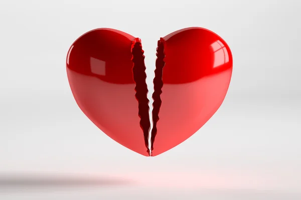 Corazón roto aislado en blanco, renderizado en 3D — Foto de Stock