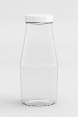 Boş cam şişe izole, süt için 3d render
