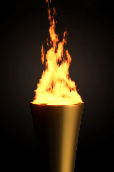 Torch with Flame, 3D Rendering — Stock Photo, Image