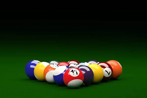 Boules de billard sur fond de billard, rendu 3D — Photo