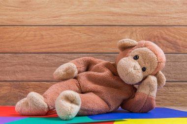 maymun bebek renkli arka plan üzerinde