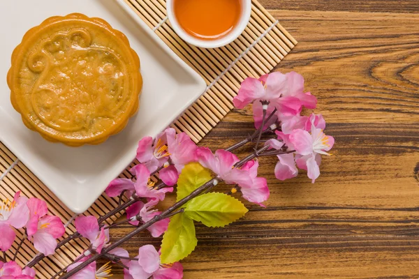 Pastel de luna chino / Fondo de pastel de luna chino / Pastel de luna chino tradicional para té — Foto de Stock