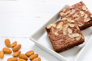 Çay arka plan için pasta / kek Brownie çaya / çikolata kek çay arka planı için