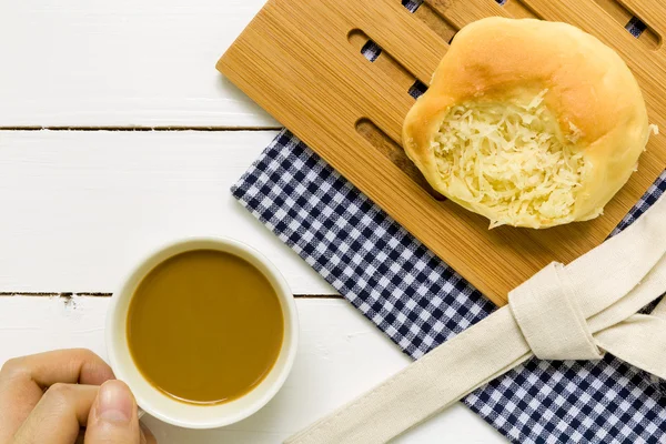 Hindistan cevizi ekmek arka plan / ekmek Hindistan cevizi / hindistan cevizi ekmek ile kahve arka plan