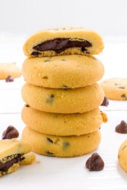 Çikolata lav çerez arka plan / çikolata lav çerez / çikolata lav çerez ahşap arka plan üzerinde