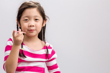 Snack arka plan yemek çocuk / çocuk Snack yeme / Snack yeme çocuk izole beyaz arka plan