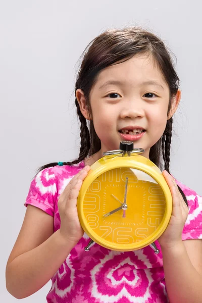 Kid with Clock Background / Kid with Clock / Kid with Clock on Isolated White Background — Stock Photo, Image