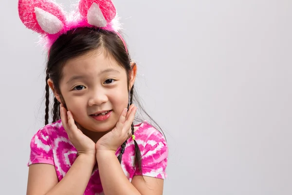 Kid with Bunny Ears Background / Kid with Bunny Ears / Kid with Bunny Ears on Isolated White Background — Stock Photo, Image