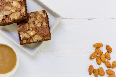 Kahve arka plan için pasta / kek kek kahve / çikolatalı pasta için kahve arka planı için