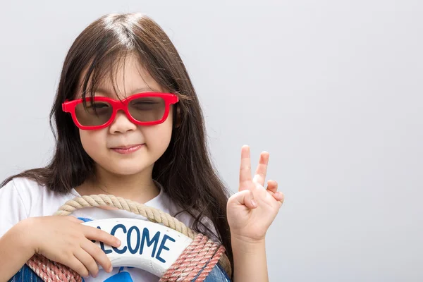 Child Vacation Concept on White / Child Vacation Concept / Child Vacation Concept, Studio Shot — Stockfoto