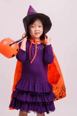 Little Girl in Witch Costume on White / Little Girl in Witch Costume / Little Girl in Witch Costume, Studio Shot