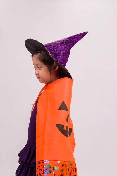 Girl in Halloween Costume on White / Girl in Halloween Costume / Girl in Halloween Costume, Studio Shot — Stock Photo, Image