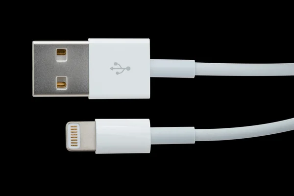 USB-kabel på svart / USB-kabel / USB-kabel isoleras på svart bakgrund — Stockfoto