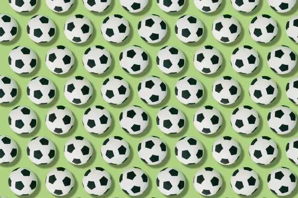 Візерунок Футбольних Ячів Зеленому Тлі Футбольна Спортивна Концепція — стокове фото
