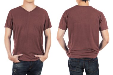 Öndeki adam ve beyaz backg geri kırmızı kahverengi forması yakın çekim