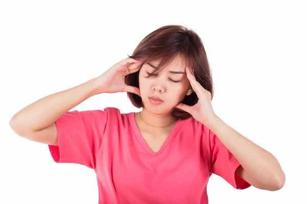 Γυναίκες που έχουν πονοκέφαλο ημικρανία, πονοκέφαλο, αϋπνία. — Φωτογραφία Αρχείου