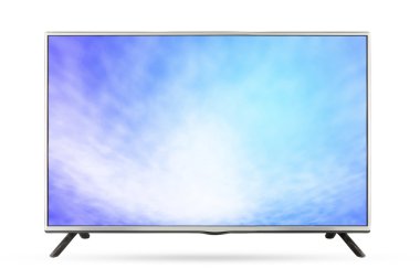 Beyaz arka plan üzerinde kırpma yolu kullan izole televizyon gökyüzü veya monitör manzara