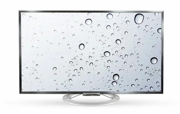 Televisi memantau pantulan air yang terisolasi pada latar belakang putih — Stok Foto