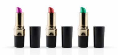 Farklı Rujlar renkli koleksiyonu arka plan izole. CLI