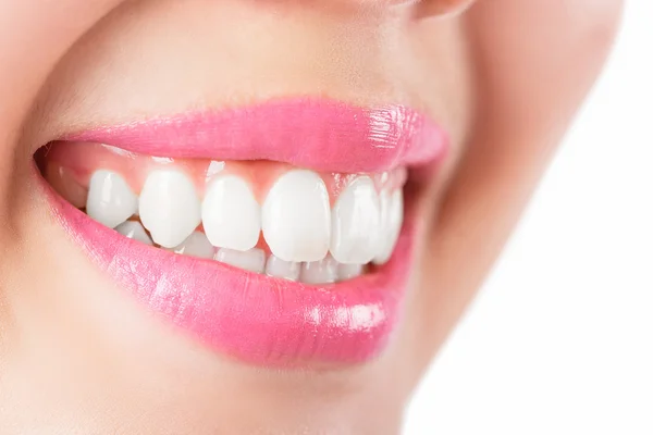 Close up young woman smiling white glamour teeth. — Stock Photo, Image