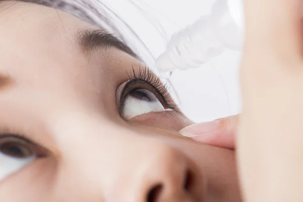 Close up drips into eye cataract medication. — Stock Photo, Image